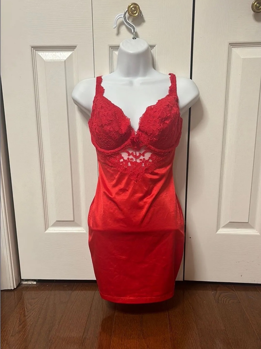 Victoria’s secret red lace vintage slip dress 34D